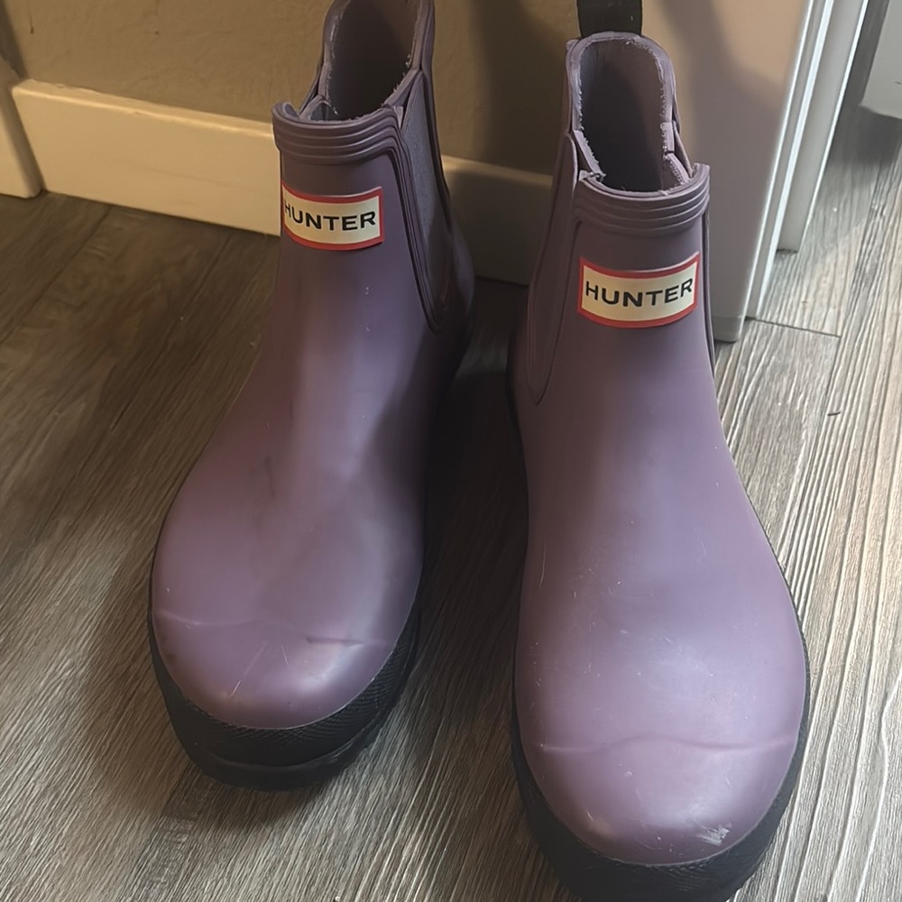 Hunter Purple Winter Rain Boots with Elastic Panels